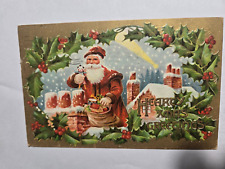 Christmas Greeting Postcard, Santa Claus mailed 1909 Toronto Canada to Monroe MI picture