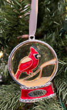Harvey Lewis Silver And Crystal 2016 Cardinal In Snowglobe Christmas Ornament picture