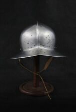 Hammered 18 Gauge Steel Medieval Blackened Kettle Helmet picture