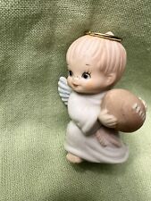 Retired 1987 Enesco Ruth Morehead Holly Babes Angel Boy Figurine with Football picture