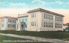 Stockton CA California, Lottie Grunsky Grammar School, Antique Postcard picture