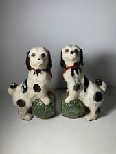 Set of 2 Vintage 1940s Painted Ceramic English Cavalier Dog Bookends 8 in. picture