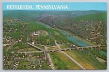 Aerial View Bethlehem Pennsylvania PA 1968 Postcard Lehigh River picture