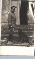 WW1 UNIFORMED SOLDIER & DOG real photo postcard rppc germany? picture