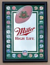 Vintage Miller High Life NFL Beer & Football Mirror Plaque - Framed 19.5 x 14.5