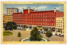 Watertown New York Hotel Woodruff 1945 Postmarked Linen Postcard Public Square picture