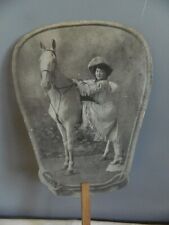 Antique 1930's Large Annie Oakley & Horse Target Hand Fan Real Photo Exc Cond. picture
