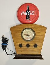 Coca-Cola Wooden Case AM/FM Radio Lighted Dial & Globe Enjoy Coke  15