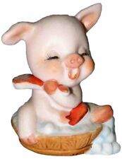 Porcelain Pig Figurine Hand Painted Vintage Made in Taiwan Signed  picture