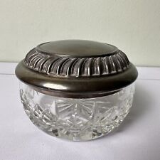Waterford Crystal Silverplate Trinket Bowl Jar w lid Jewelry Holder 3.5