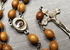 Vintage Rosary Olive Wood Beads Christian H83 picture