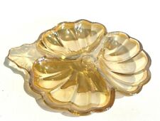 Vintage Jeanette Glass Doric Iridescent Carnival Clover Nut Glass Dish picture