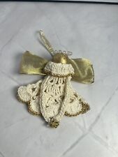 Handmade Crochet Angel Gold Tone Christmas Ornament Very Pretty picture
