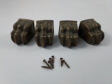 Antique Vtg Set 4 Brass Bronze? Lions Paw Hairy Feet Table Furniture Leg Caps picture