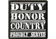 DUTY HONOR COUNTRY PROUDLY SERVED WHITE VETERAN EMBROIDERED PATCH picture