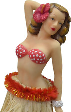 Hawaiian Dashboard Doll: Vintage Brunette Hula Girl Dancer In Pose 6.5” picture