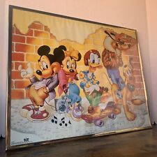 VTG Walt Disney MICKEY MOUSE & FRIENDS OSP Poster W Gold Frame 1987 Hip Hop RARE picture