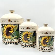 3 Piece Susan Winget Sunflower  Ceramic Kitchen Canisters By Susan Winget picture