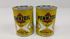 Lot 2 Vintage Pennzoil Multi-Vis Z-7 SAE 10W-40 Motor Oil Cans 1 Qt Quart Full picture
