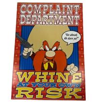 Vintage 1999 Yosemite Sam Complaint Department Metal Sign Warner Bros 12.5x17.5 picture