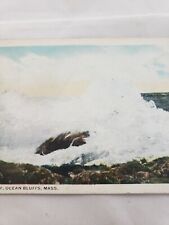 C 1920 Heavy Surf Atlantic Ocean Bluffs Massachusetts White Border Postcard picture