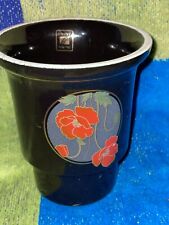 Vintage Black Japanese Vase Red Flowers Gold Trim Fine China Made in Japan picture