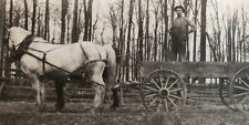 RPPC Man Horse Drawn Wagon c1910 Real Photo Postcard Sherman. (34) picture