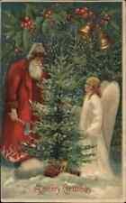 Christmas Santa Claus Angel Bells Embossed c1900s-10s Postcard picture