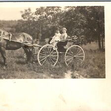 c1910s Family in Horse Carriage RPPC Cute Baby Girl & Parents Real Photo PC A139 picture