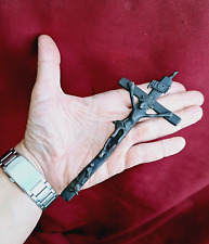 ANTIQUE 17 TH CT EXORCISM PROTECTOR CROSS BRONZE CRUCIFIX VERY RARE FRANCE † picture