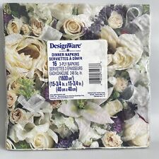 Vintage DesignWare 16ct Dinner Napkins 8in Square Purple/Cream Wedding Flowers picture