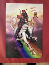 Marvel Deadpool With Unicorn. Signed By Walden Wong And Customer Drawing picture
