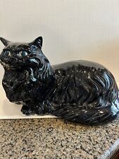 Vintage MCM Ceramic Black Persian Cat 17