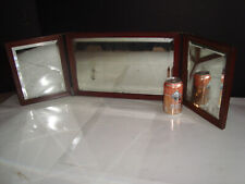 Antique 1800s TRI FOLD SHAVING BEVELED GLASS MIRROR picture