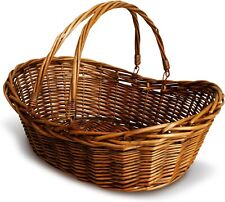 Large Wicker Basket with Handle - Dark Brown Hand Woven Harvest Basket picture