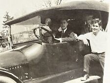 Antique car Photos Lot of 2 Man Driving Younger Male leaning car whitewalls picture