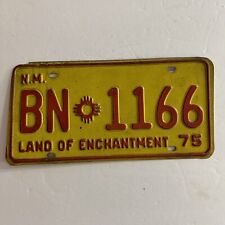Vintage 1975 Land Of Enchantment License Plate New Mexico Yellow Man Cave Garage picture