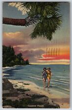 Warrington, Florida - Two Women Walking on the Seashore - Vintage Postcard picture