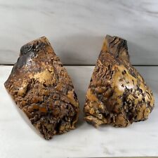 Vtg Burl Wood Bookends Polished Mid Century Modern MCM Retro Handmade picture