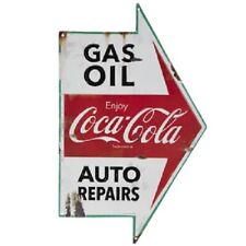 Coca Cola Sign Vintage Style Gas Station Man Cave Garage Decor Oil Can  picture