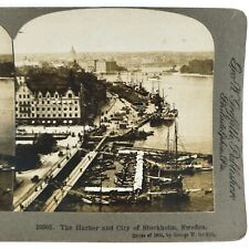 Stockholm Sweden City Harbor Stereoview c1904 Boats Ships Street Railway B1852 picture