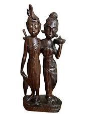 Vtg Rare BALI Indonesia Tigerwood Carved Wedding Couple Figure Sculpture 13.5