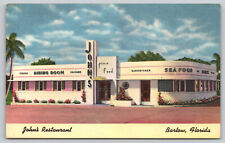 Bartow Fl Florida - John's Restaurant - Linen Postcard - circa 1940's picture