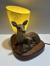 Vtg Mid Century ‘Mak-Kraft’ 1950’s Deer & Fawn Table Lamp with Fiberglass Shade picture