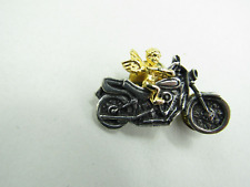 VINTAGE Motorcycle Double Safety Back Pin Angel Child Riding Genuine Cycling Pin picture
