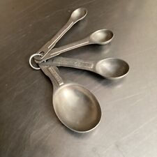 Vintage Aluminum Metal Nesting Round Measuring Spoon Set - On Ring Set Of Four picture
