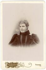 CIRCA 1880'S CABINET CARD Beautiful Woman Stunning Dress Mackenzie Dubuque, IA picture