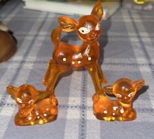 Vintage Orange Lucite  Deer Mother and Babies Clear Set 1970s no chips or breaks picture