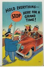 Policeman Stop Hold Everything for a Grand Time Couple in Car Postcard I3 picture