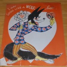 Vintage  1940s Valentine Day Wolf Card picture